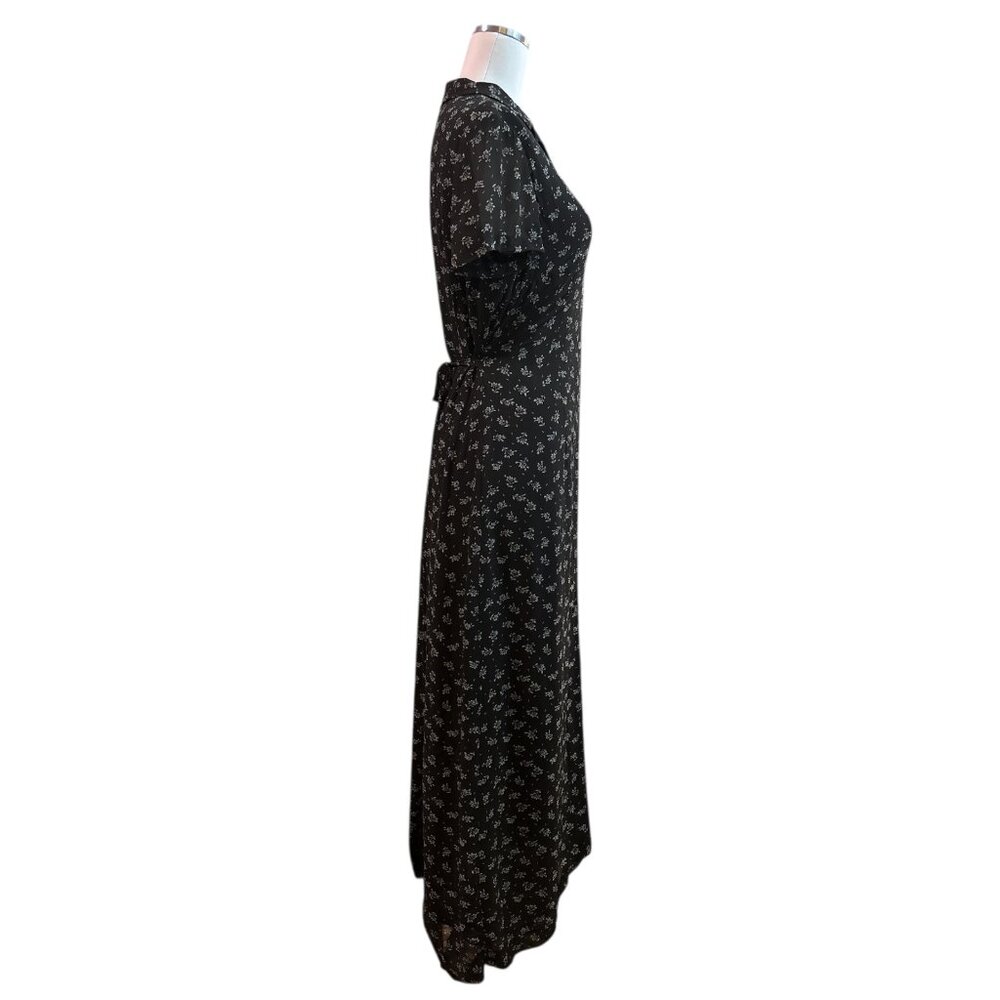 Vtg Dark Academia Ditzy Floral Maxi Dress Sz 8 Button Front Collared Cottagecore - Picture 9 of 15